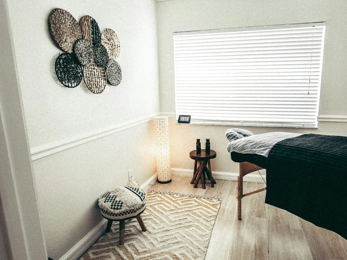 Treatment bed and lighting in the Miso Beauty Skincare studio